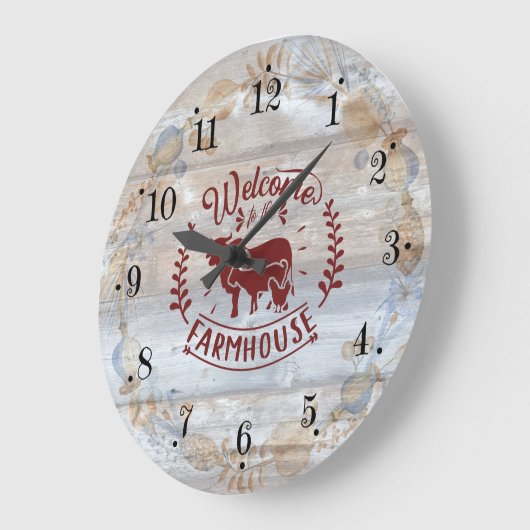 Rustic Farmhouse Rooster Wall Clock ラージ壁時計 (傾斜)