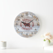 Rustic Farmhouse Rooster Wall Clock ラージ壁時計 (ホーム)