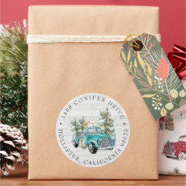 Rustic Farmhouse Truck | クリスマス住所ラベル ラウンドシール