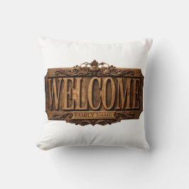 Rustic Farmhouse "Welcome" Sign with Personalized  クッション