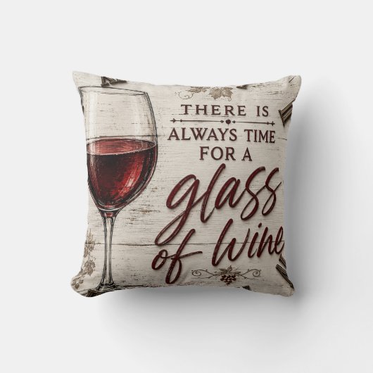 Rustic Farmhouse Wine Lover Gift クッション (正面)