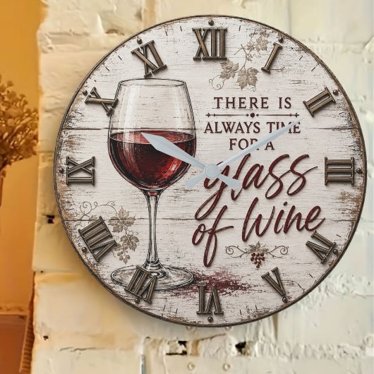 Rustic Farmhouse Wine Lover Gift ラージ壁時計