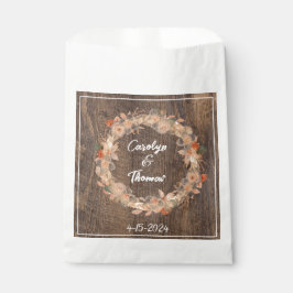 Rustic Farmhouse Wood Grain Pink Flowers Wedding  フェイバーバッグ