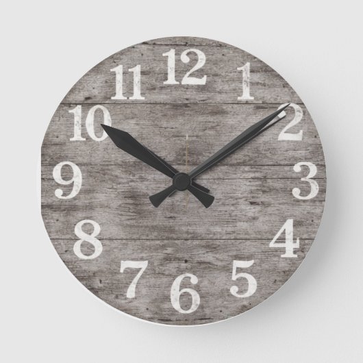 Rustic Farmhouse Wood Wall Clock | Large Numbers | ラウンド壁時計 (正面)