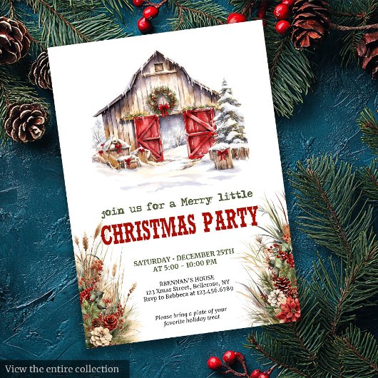Rustic Farmhouse Yuletide Party Invitation 招待状