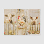 Rustic Farmyard Cow Rooster Pig FD1 Decoupage 薄葉紙 (正面)