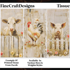 Rustic Farmyard Cow Rooster Pig FD1 Decoupage 薄葉紙