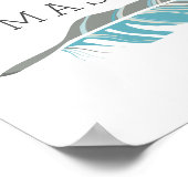 Rustic Feather | Blue Personalized Name Wall Art ポスター (角)