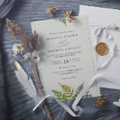Rustic Fern Forest Greenery Modern QR Code Wedding 招待状