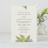 Rustic Fern Forest Greenery Modern QR Code Wedding 招待状 (スタンド正面)