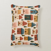 Rustic Festive Christmas Houses Seamless Pattern アクセントクッション (裏面(縦))