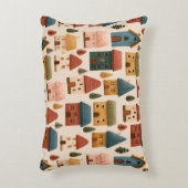 Rustic Festive Christmas Houses Seamless Pattern アクセントクッション (正面(垂直))