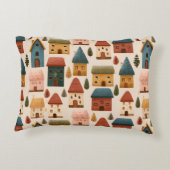 Rustic Festive Christmas Houses Seamless Pattern アクセントクッション (裏面)