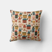 Rustic Festive Christmas Houses Seamless Pattern クッション (裏面)