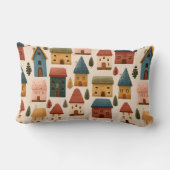 Rustic Festive Christmas Houses Seamless Pattern ランバークッション (裏面)