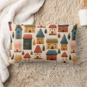 Rustic Festive Christmas Houses Seamless Pattern ランバークッション (ブランケット)