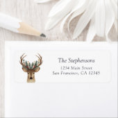 Rustic Festive Deer Return Address ラベル (インサイチュ)