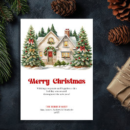 Rustic festive home warm Christmas scene greeting シーズンカード
