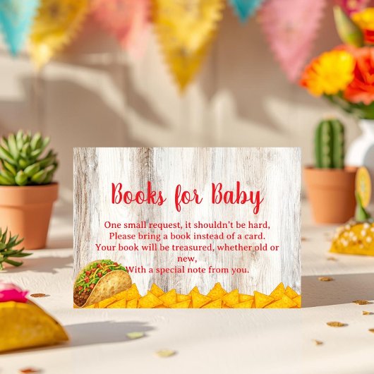 Rustic Fiesta Books for Baby Card | Neutral Taco エンクロージャーカード