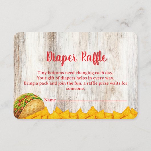 Rustic Fiesta Diaper Raffle Insert Card | Tacos エンクロージャーカード (正面)