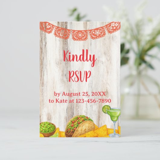 Rustic Fiesta RSVP Card with Optional QR Code (スタンド正面)