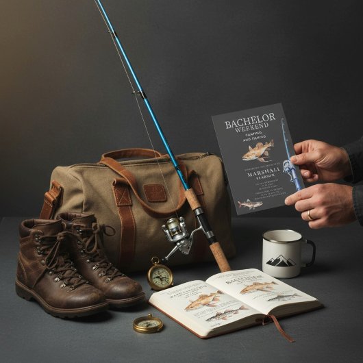 Rustic Fishing Bachelor Weekend Invitation シーズンカード