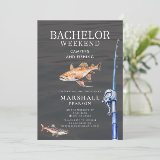 Rustic Fishing Bachelor Weekend Invitation シーズンカード (スタンド正面)