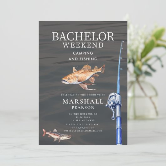 Rustic Fishing Bachelor Weekend Invitation シーズンカード (スタンド正面)