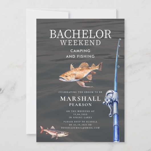 Rustic Fishing Bachelor Weekend Invitation シーズンカード (正面)