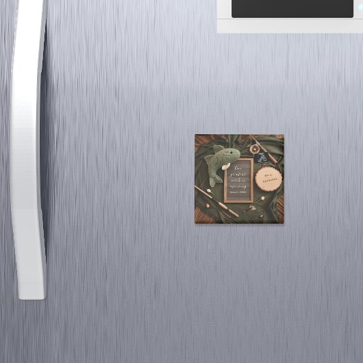 Rustic Fishing Pregnancy Announcement keepsake マグネット