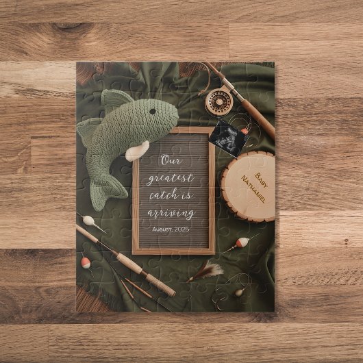 Rustic Fishing-Themed Pregnancy Announcement  ジグソーパズル