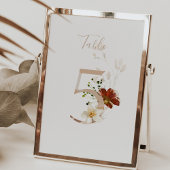 Rustic Floral 手書きスクリプト 5 ウェディング テーブルナンバー