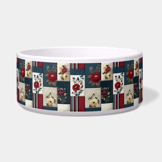 Rustic Floral and Geometric Patchwork Design ボウル (右)