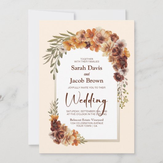 Rustic+Floral+Arch+Wedding 招待状 (正面)