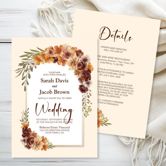 Rustic+Floral+Arch+Wedding 招待状