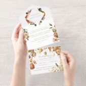 Rustic Floral Autumn Barn Wedding | 秋の葉 オールインワン招待状 (切り取り部)