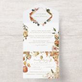 Rustic Floral Autumn Barn Wedding | 秋の葉 オールインワン招待状 (内側)
