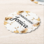 Rustic Floral Baby Shower ペーパーコースター (アングル)