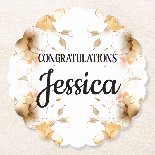 Rustic Floral Baby Shower ペーパーコースター (正面)