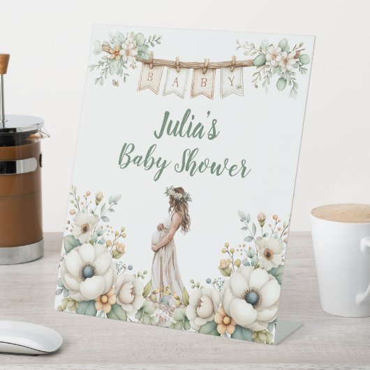 Rustic Floral Baby Shower 台座サイン (インサイチュ)
