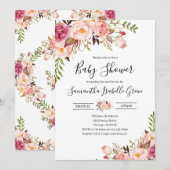 Rustic Floral Baby Shower 招待状 (正面/裏面)