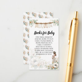 Rustic Floral Baby Shower Books for Baby エンクロージャーカード