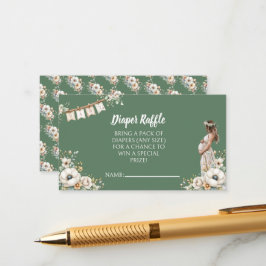 Rustic Floral Baby Shower Diaper Raffle   エンクロージャーカード