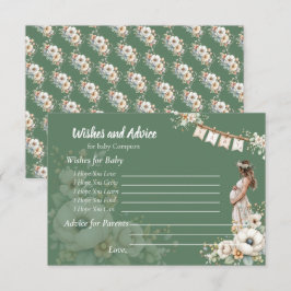 Rustic Floral Baby Shower Wishes and Advice エンクロージャーカード