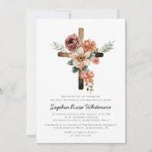 Rustic Floral Baptism 招待状 (正面)