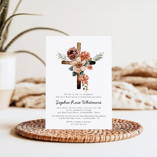 Rustic Floral Baptism 招待状