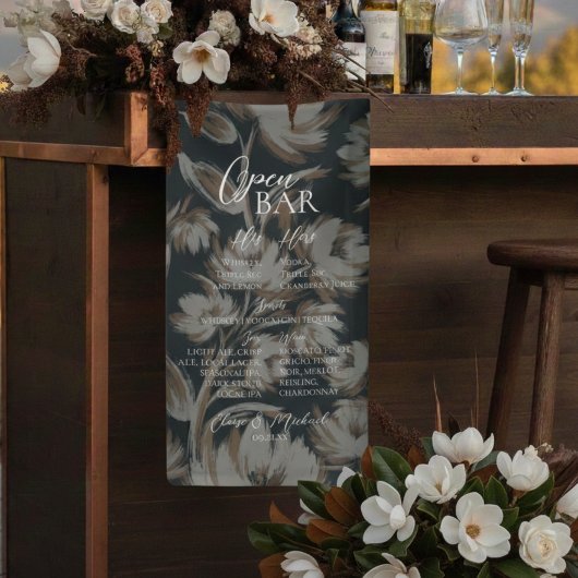 Rustic Floral Bar Menu Wedding Reception Decor 横断幕