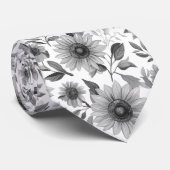Rustic Floral Black And White Sunflower ネクタイ (ロール)
