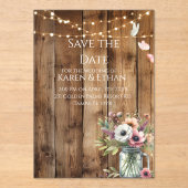 Rustic Floral Blossoms Save the Date Invitation  アクリル招待状 (正面)