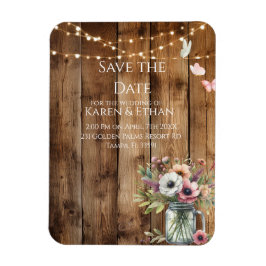Rustic Floral Blossoms Save the Date Invitation  マグネット